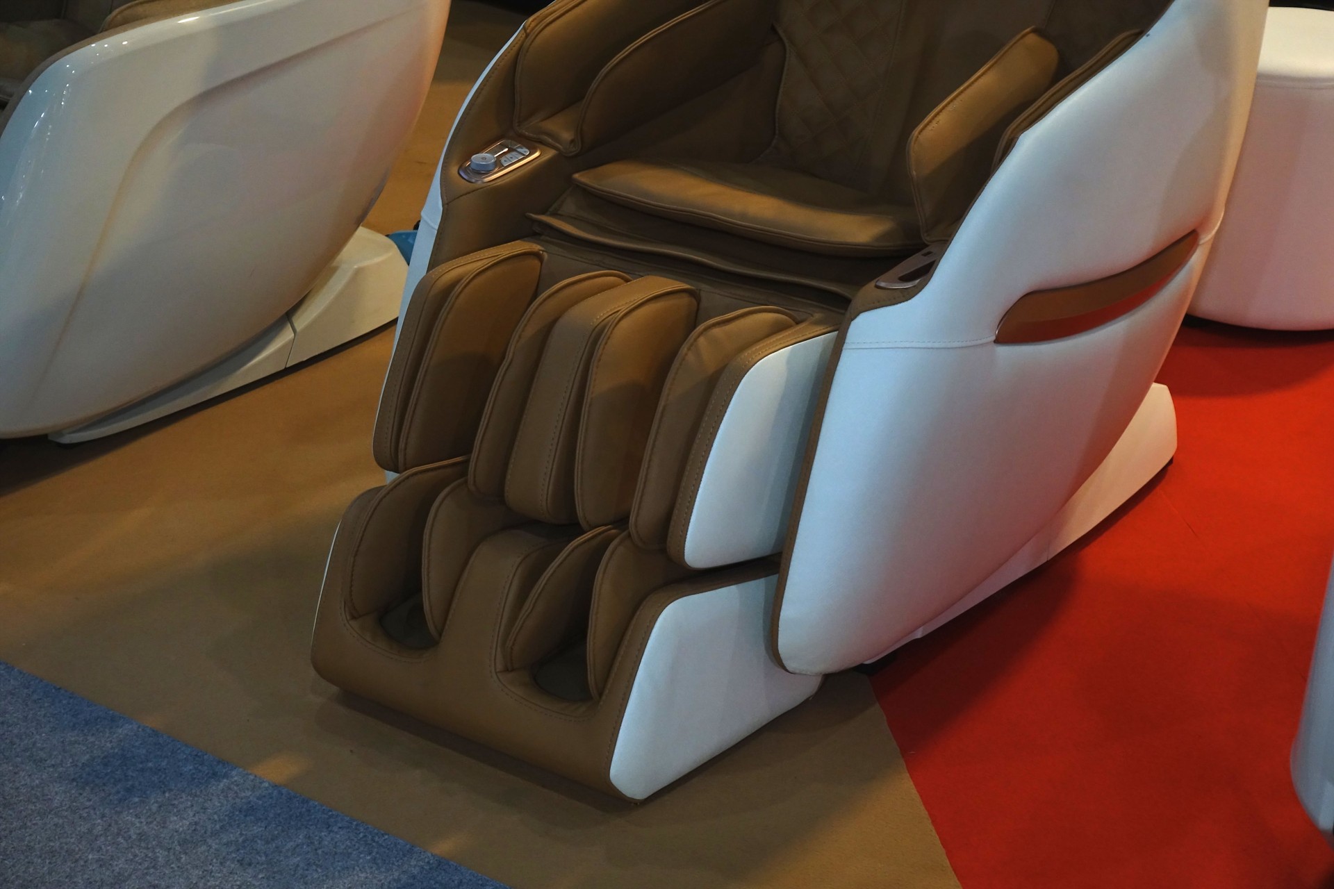 Electric massage chair with leg and foot massage system.